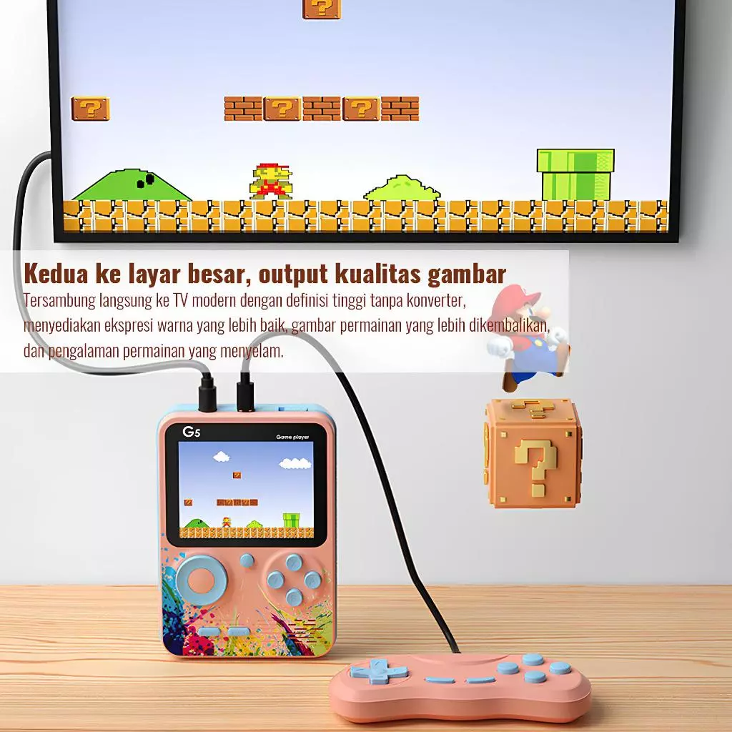UPLU Game Boy Retro Gamebot Gimbot Mini Portable Include 500 in 1 Games Layar HD 3 Inch Connect TV - Image 3