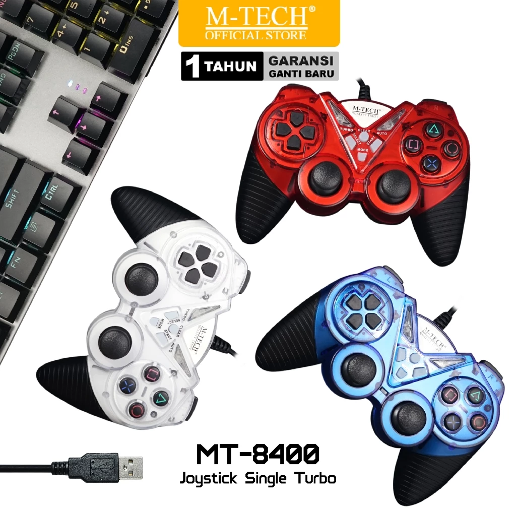M-TECH Gamepad Joystick Single Turbo MT-8400S Stick PS 3 PC Komputer Laptop